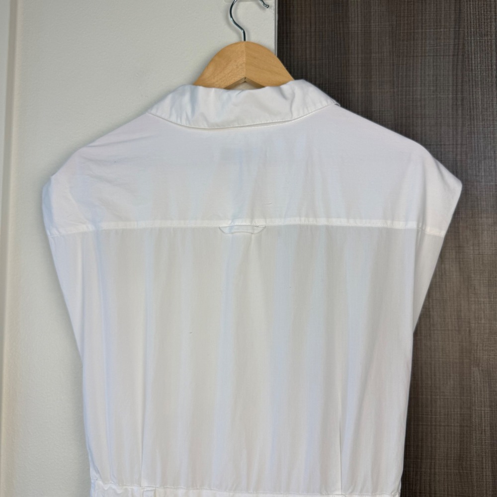 Zara White Poplin Shirt Midi Dress Button Down Front Size Large - Picture 13 of 16
